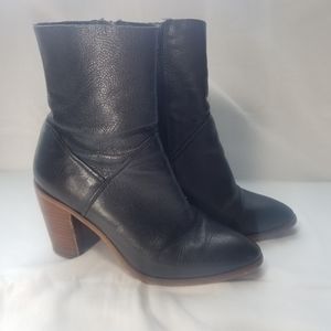Womens Aldo Fearien Ankle Boot Black Soft Leather Heeled Boot Size 7.5